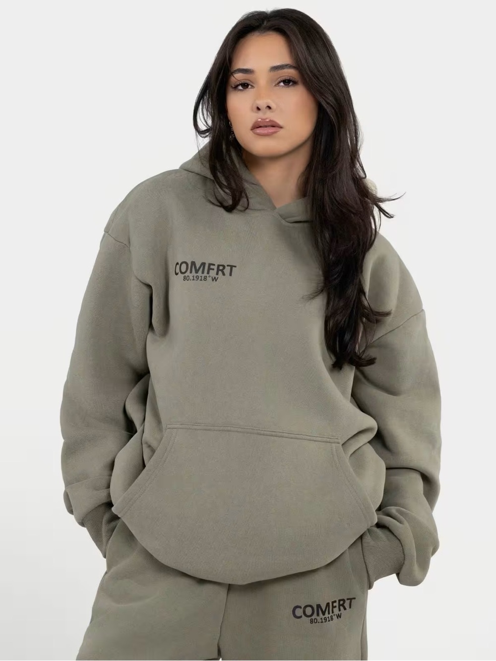 Comfort Olive Green Comfrt Hooded Sweatset